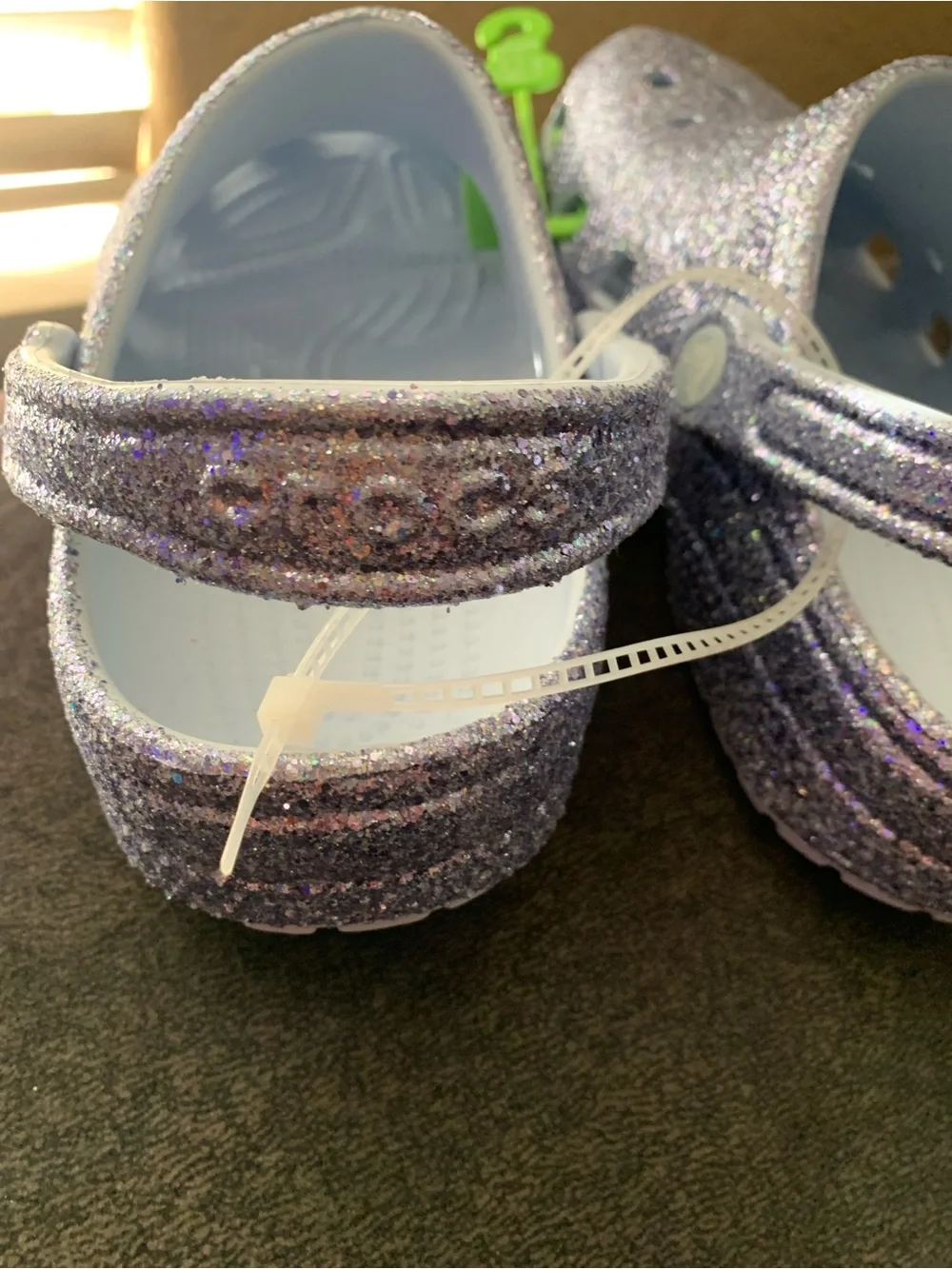 NWT - Kids' Classic Chunky Glitter Clog - Blue Frost/Purple Glitter Size J5